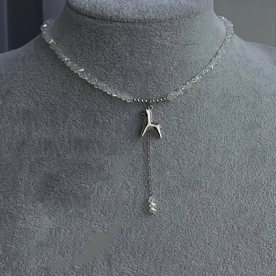 Elegant Multilayer Tassel Chain Pendant Necklace For Women Vintage Creative Natural Blue Stone Chocker Necklace Wedding