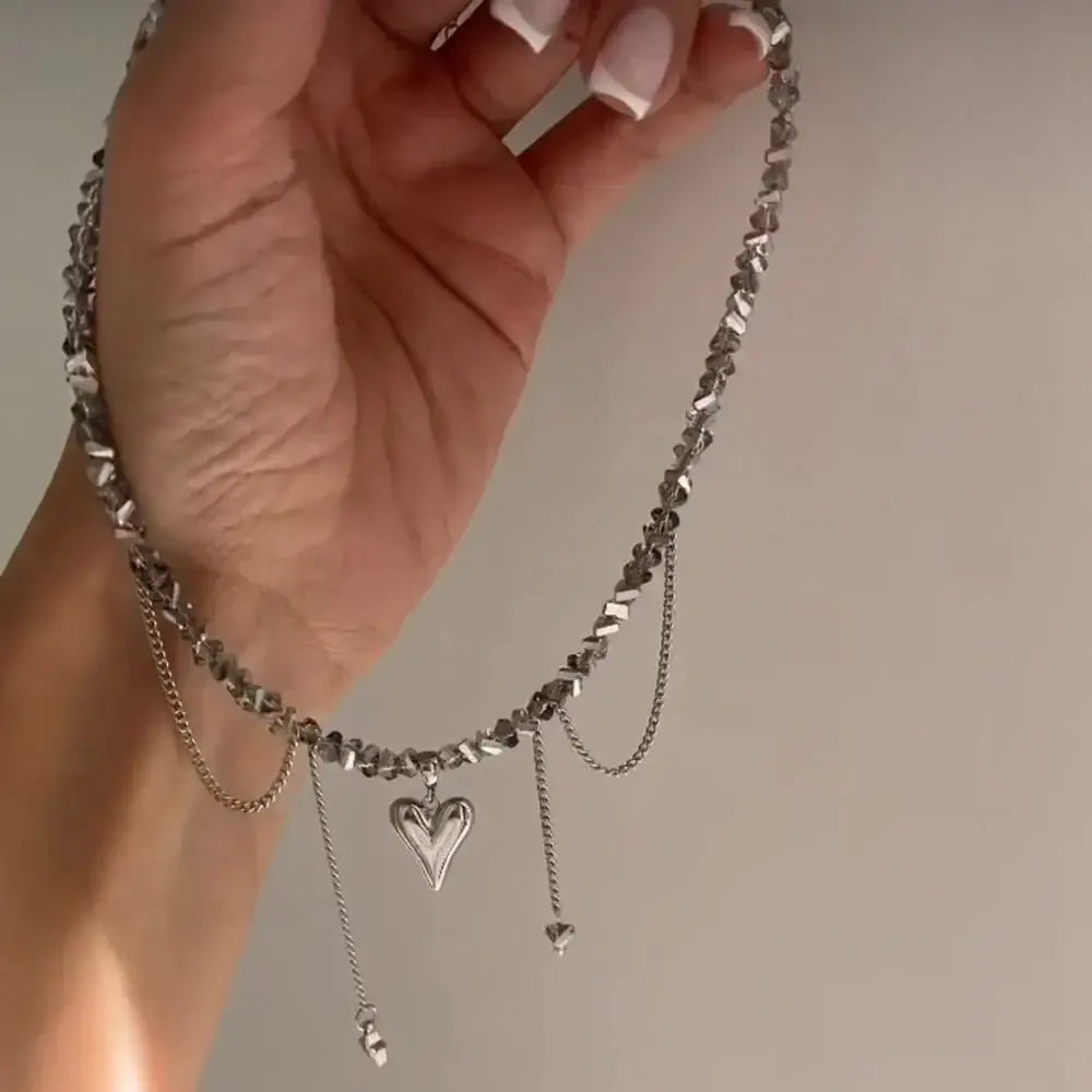 Elegant Multilayer Tassel Chain Pendant Necklace For Women Vintage Creative Natural Blue Stone Chocker Necklace Wedding