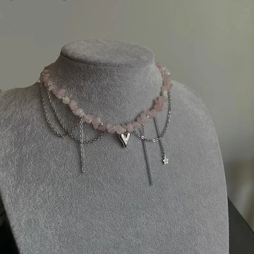 Elegant Multilayer Tassel Chain Pendant Necklace For Women Vintage Creative Natural Blue Stone Chocker Necklace Wedding