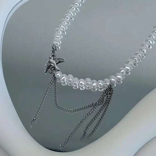 Elegant Multilayer Tassel Chain Pendant Necklace For Women Vintage Creative Natural Blue Stone Chocker Necklace Wedding