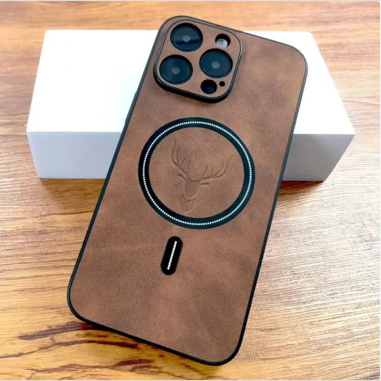Elk Magnetic Suction Phone Case Cartoon Phone Case - Dark Brown / IPhone13