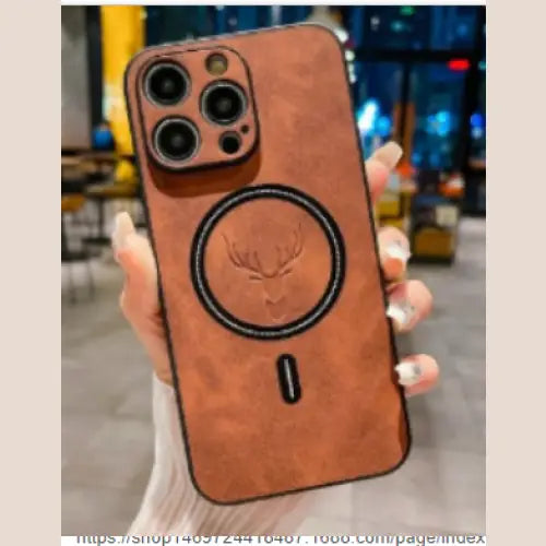 Elk Magnetic Suction Phone Case Cartoon Phone Case - New Brown / IPhone13