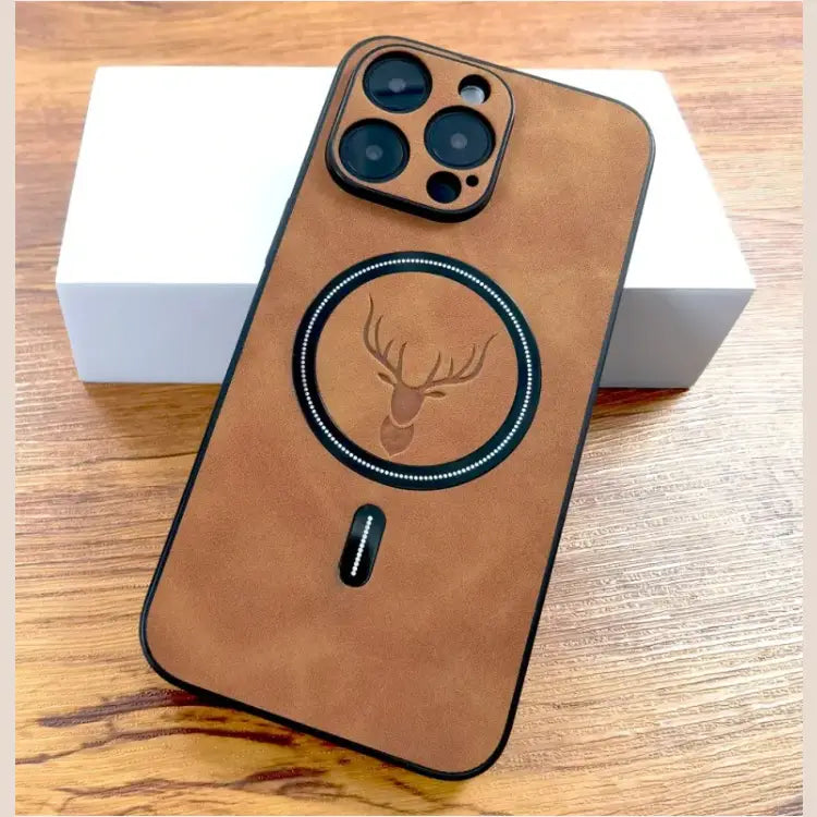 Elk Magnetic Suction Phone Case Cartoon Phone Case - Orange Red / IPhone13