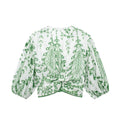 Embroidered V-Neck Crop Top and High-Waist Shorts - Top / S