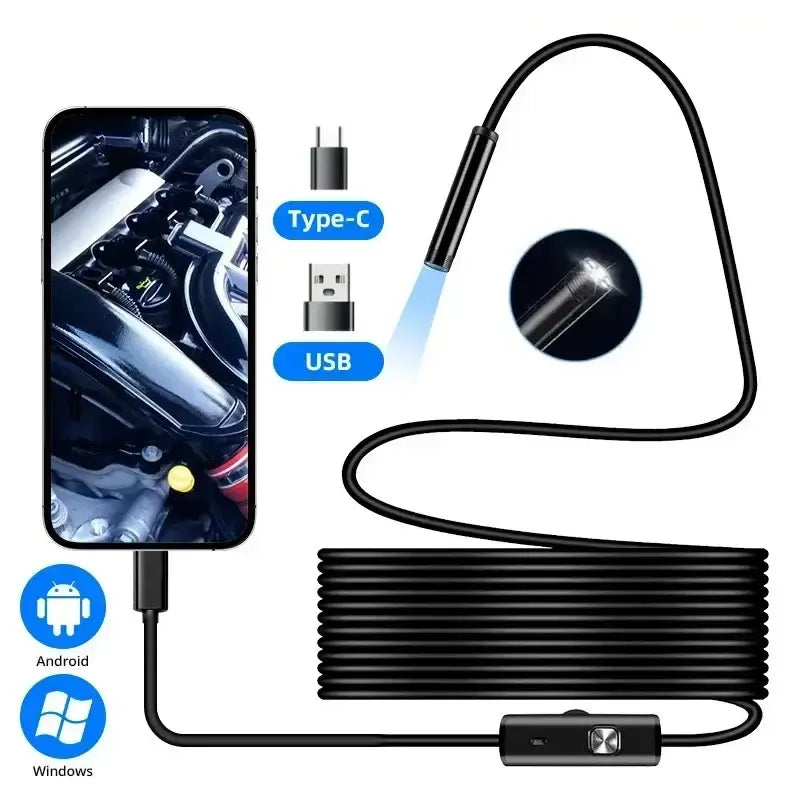 5.5/7.0MM TYPE-C Endoscope Camera 6 LEDs Adjustable USB OTG Android Flexible Inspection Borescope Cameras for Phone PC