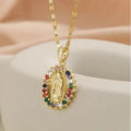 European and American Fashion and Gorgeous Women’s All Sky Star Micro Inlaid Colorful Zircon Virgin Mary Hollow
