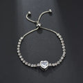 Expandable Bracelet with Zircon Heart Design - silvery