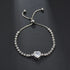 Expandable Bracelet with Zircon Heart Design - silvery