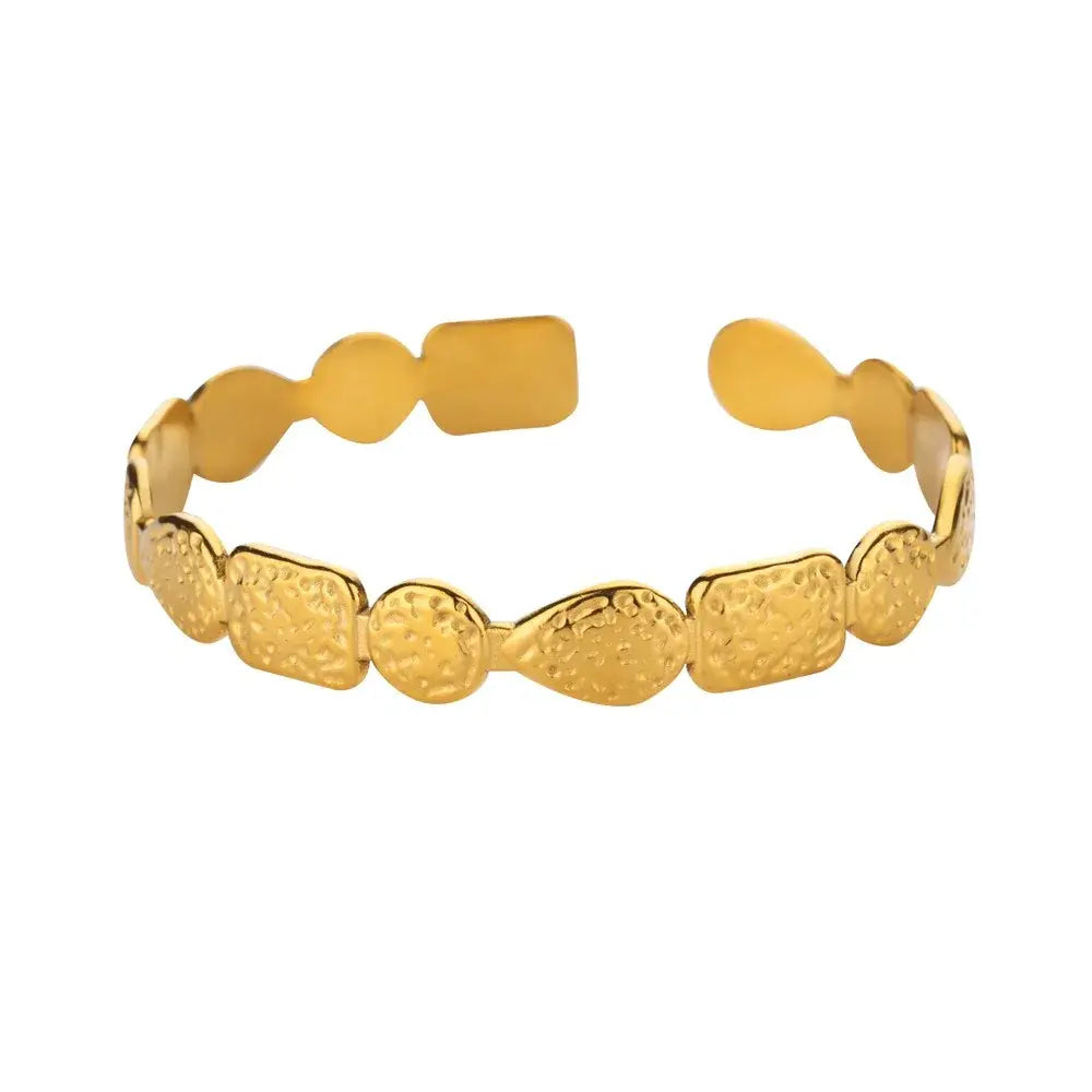 Exquisite Classic Bump Pattern Openning Bangles Bracelet For Women Cuff Bracelet Gold Color Stainless Steel Hand