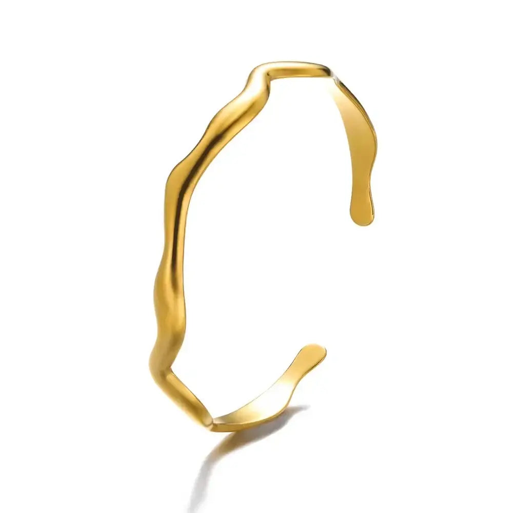 Exquisite Classic Bump Pattern Openning Bangles Bracelet For Women Cuff Bracelet Gold Color Stainless Steel Hand