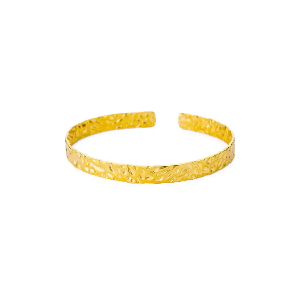 Exquisite Classic Bump Pattern Openning Bangles Bracelet For Women Cuff Bracelet Gold Color Stainless Steel Hand