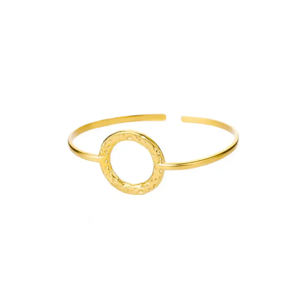 Exquisite Classic Bump Pattern Openning Bangles Bracelet For Women Cuff Bracelet Gold Color Stainless Steel Hand
