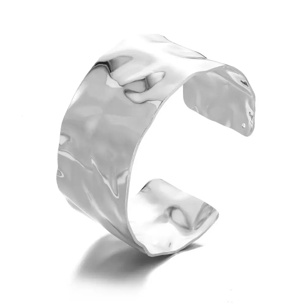 Exquisite Classic Bump Pattern Openning Bangles Bracelet For Women Cuff Bracelet Gold Color Stainless Steel Hand