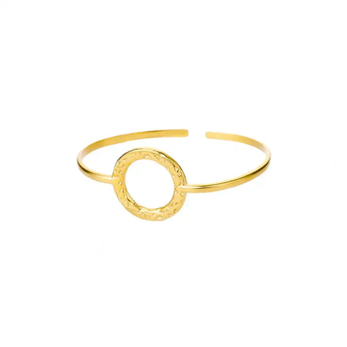 Exquisite Classic Bump Pattern Openning Bangles Bracelet For Women Cuff Bracelet Gold Color Stainless Steel Hand
