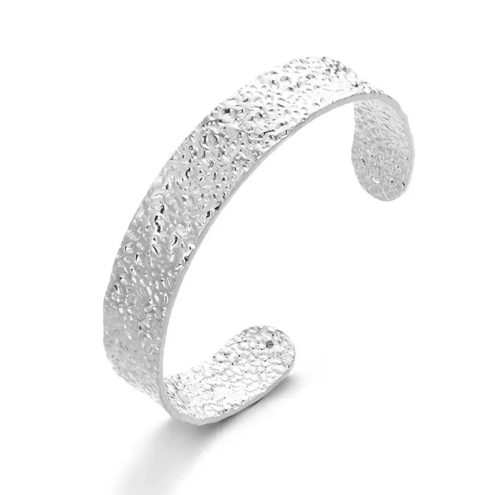 Exquisite Classic Bump Pattern Openning Bangles Bracelet For Women Cuff Bracelet Gold Color Stainless Steel Hand