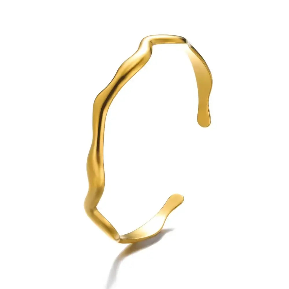 Exquisite Classic Bump Pattern Openning Bangles Bracelet For Women Cuff Bracelet Gold Color Stainless Steel Hand