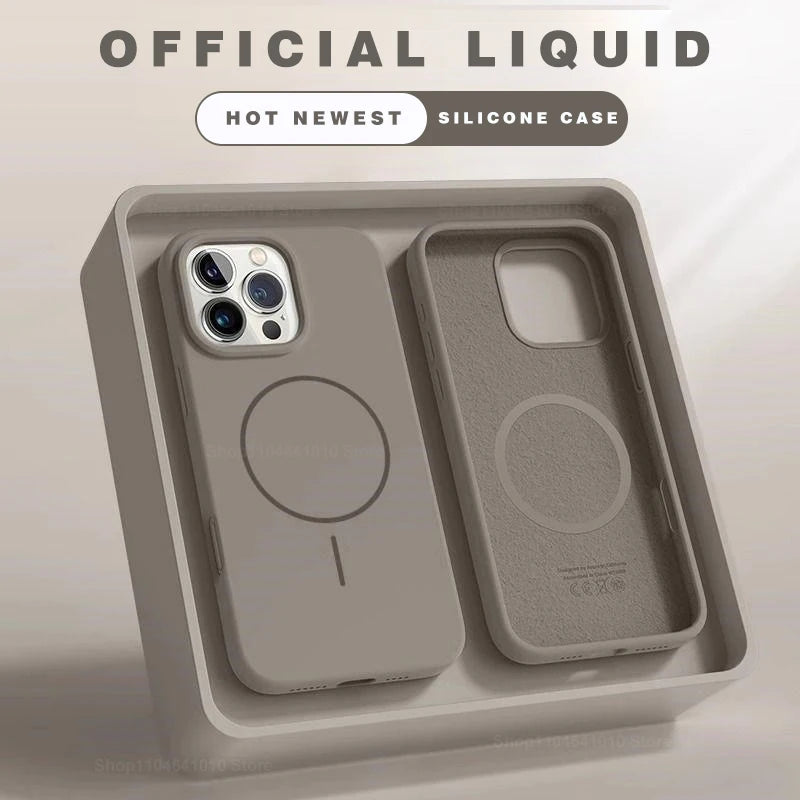 R&z - Case For iPhone 15 14 16 Plus 11 17 13 16 Pro Shockproof Silicone Cover Magsafe Wireless Charge Phone Accessories