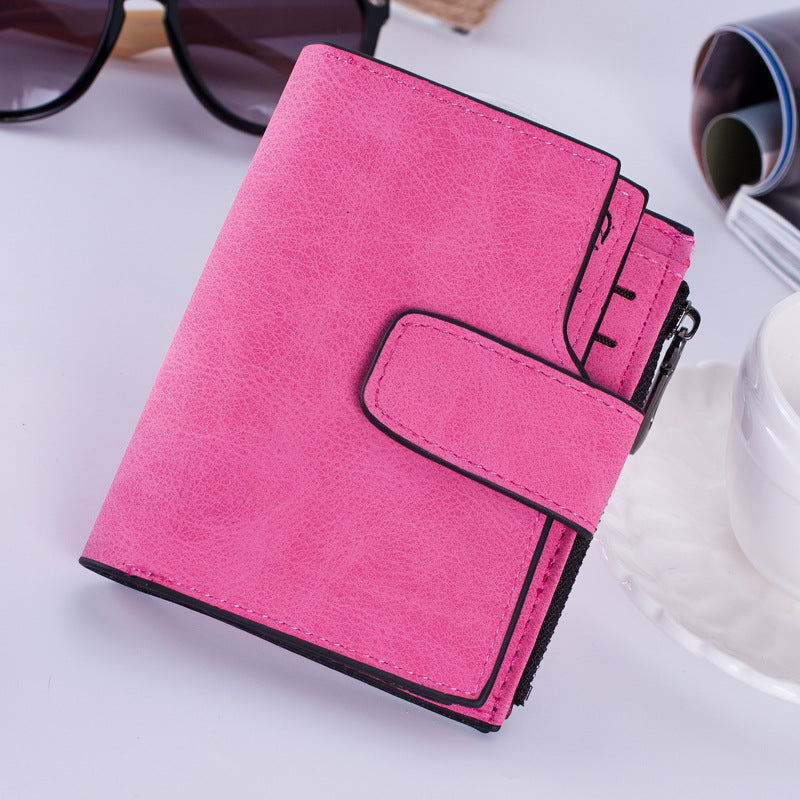 Korean Matte Leather Zipper Wallet and Coin Purse