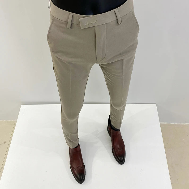 R&z - Casual Business Dress Pants Fashion Social Solid Wedding Party Suit Pants Slim Fit Suit Pants