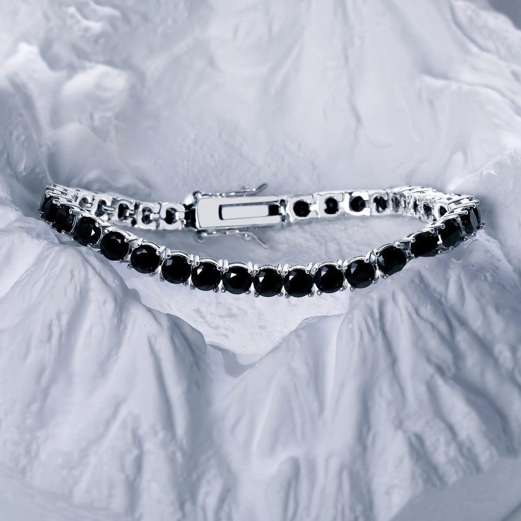 EUREKA 2025 New Design 4mm Inlaid Waterproof Tarnish Free Jewelry Copper Zircon Black Diamond Tennis Bracelet