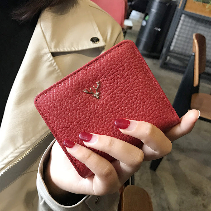Leather Mini Coin Purse - Women's Short Folding Wallet