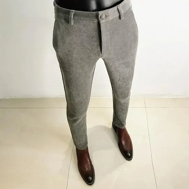 R&z - Suit Pant High Quality Men Business Slim Striped Trousers Formal Wear Office Social Dress Pants