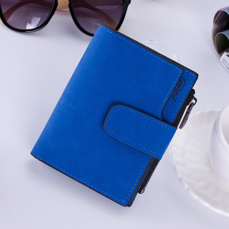 Korean Matte Leather Zipper Wallet and Coin Purse