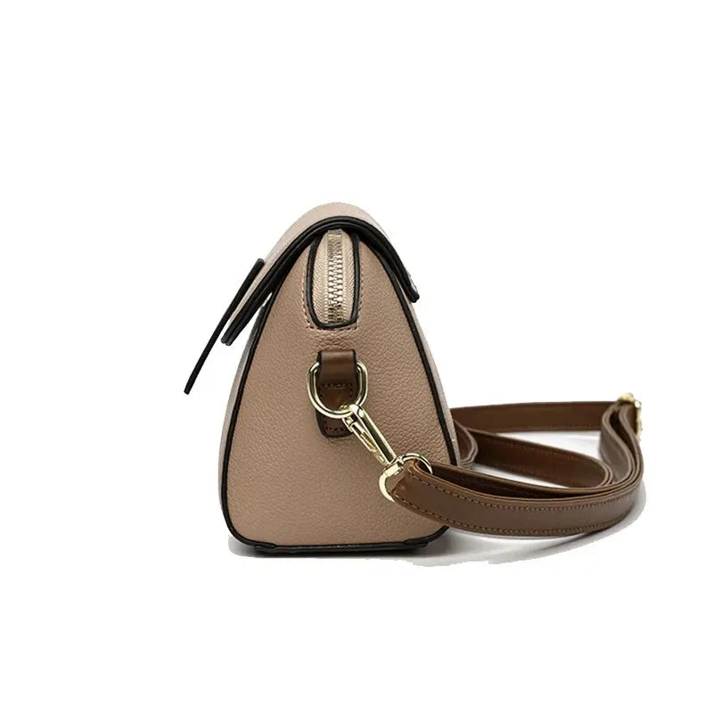 Casual Style PU Leather Shoulder Bag For Women Solid Color Flap Crossbody Bag