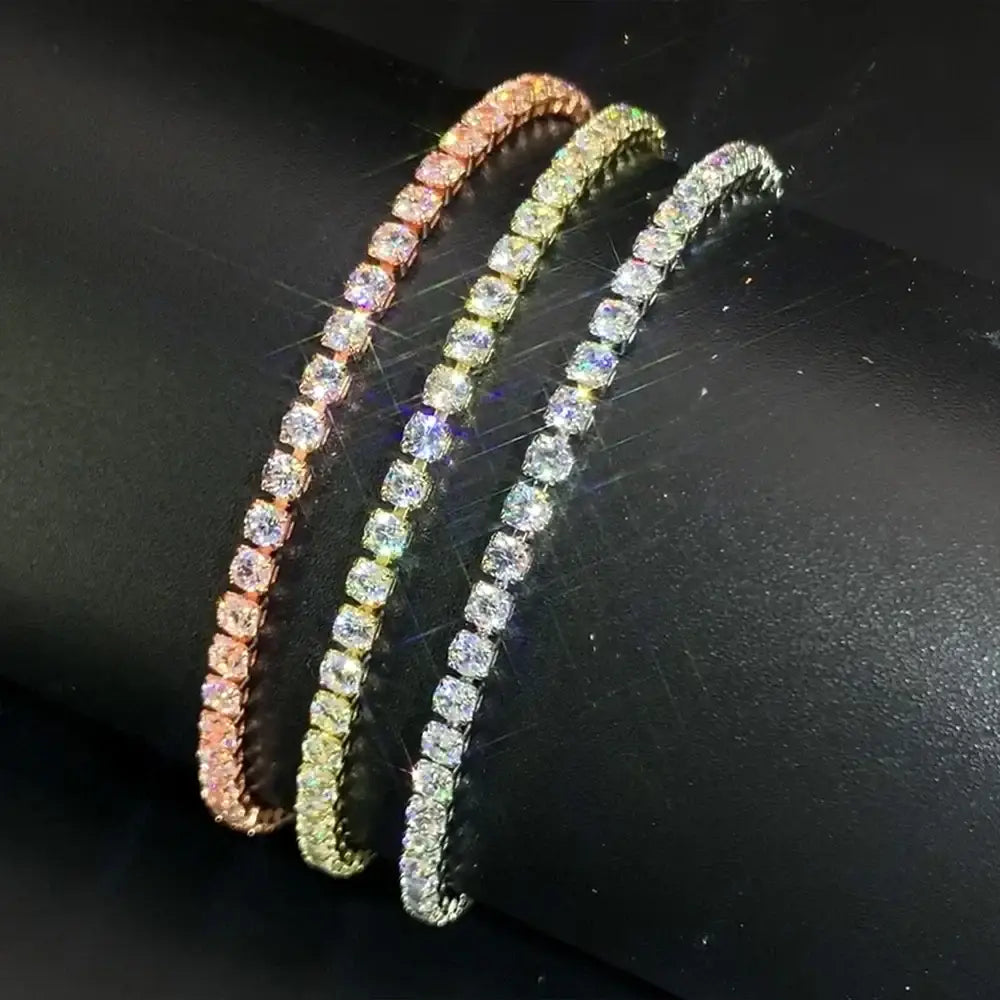 Fashion 2.5mm Zirconia Tennis Bracelet for Women Crystal Charm Designer Tennis Thin Chain Bracelet on Hand Wedding