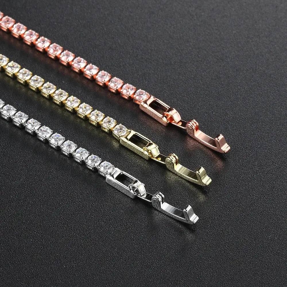 Fashion 2.5mm Zirconia Tennis Bracelet for Women Crystal Charm Designer Tennis Thin Chain Bracelet on Hand Wedding