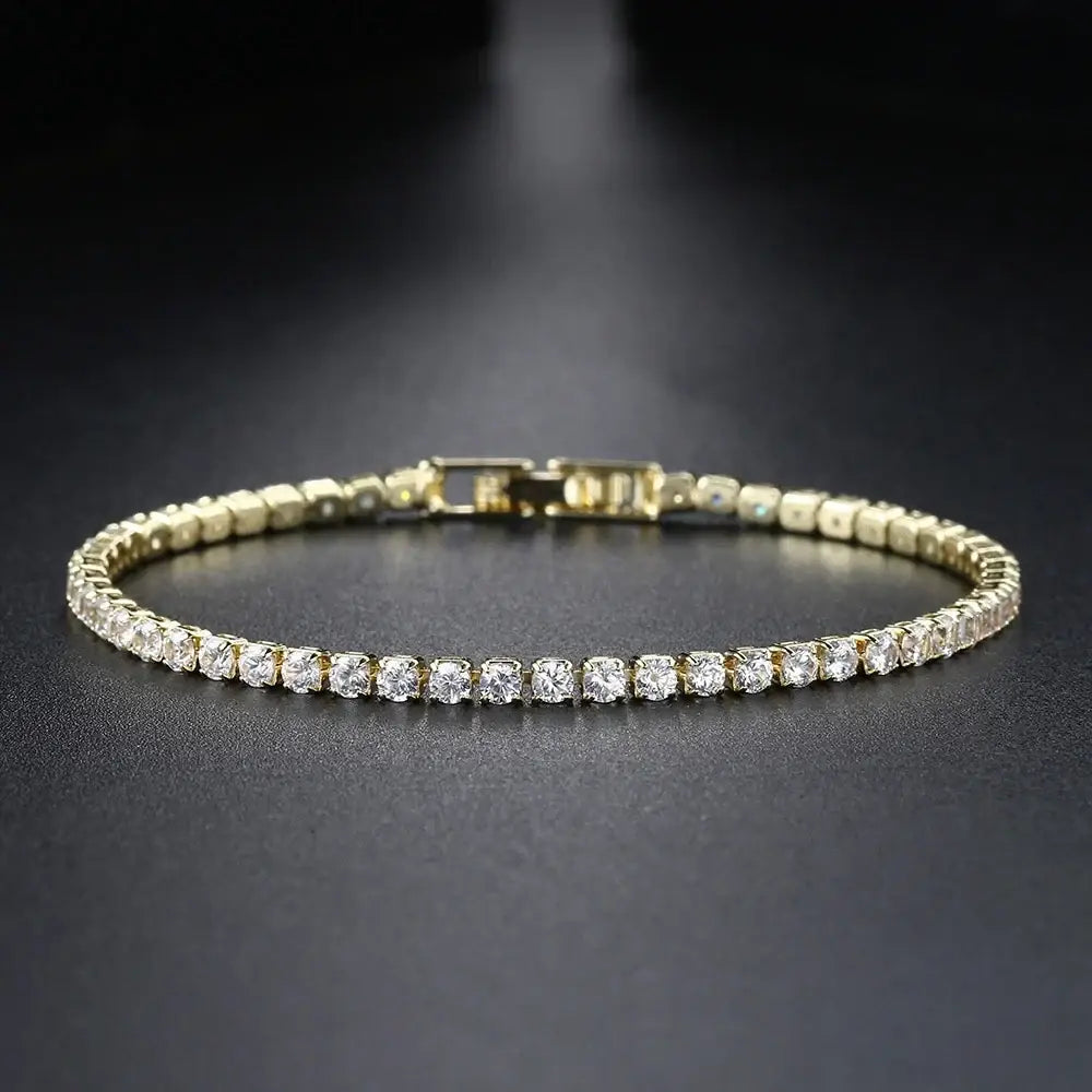 Fashion 2.5mm Zirconia Tennis Bracelet for Women Crystal Charm Designer Tennis Thin Chain Bracelet on Hand Wedding