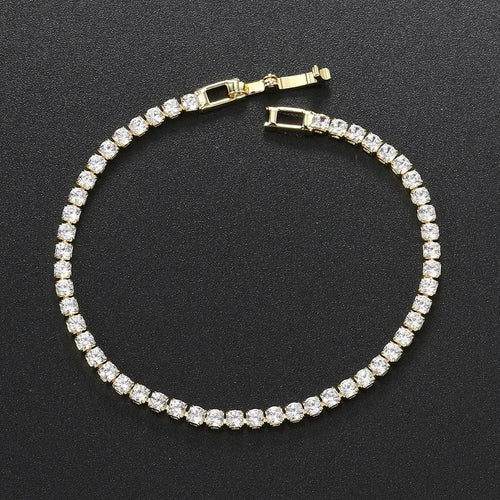 Fashion 2.5mm Zirconia Tennis Bracelet for Women Crystal Charm Designer Tennis Thin Chain Bracelet on Hand Wedding