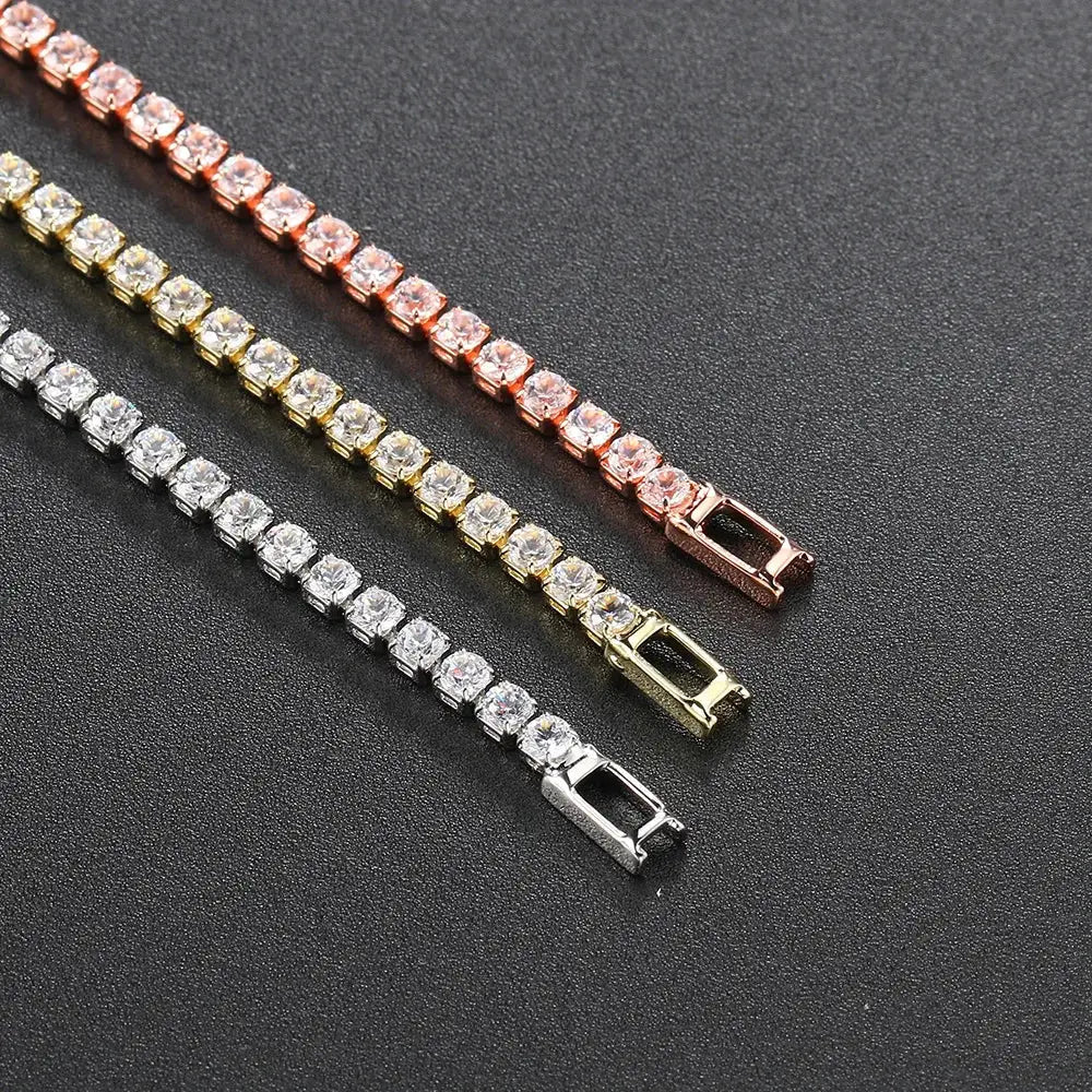 Fashion 2.5mm Zirconia Tennis Bracelet for Women Crystal Charm Designer Tennis Thin Chain Bracelet on Hand Wedding
