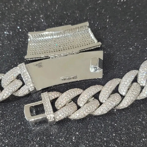 Fashion Miami Cuban Chain Iced Out 15MM Moon Necklace Full Pave Diamonds Long Buckle Necklace Hip Hop Jewelry Necklaces