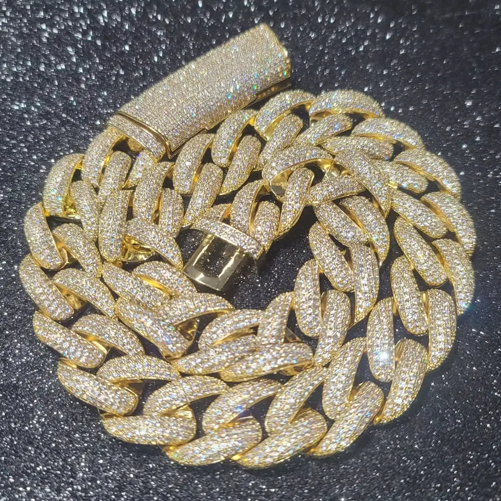 Fashion Miami Cuban Chain Iced Out 15MM Moon Necklace Full Pave Diamonds Long Buckle Necklace Hip Hop Jewelry Necklaces
