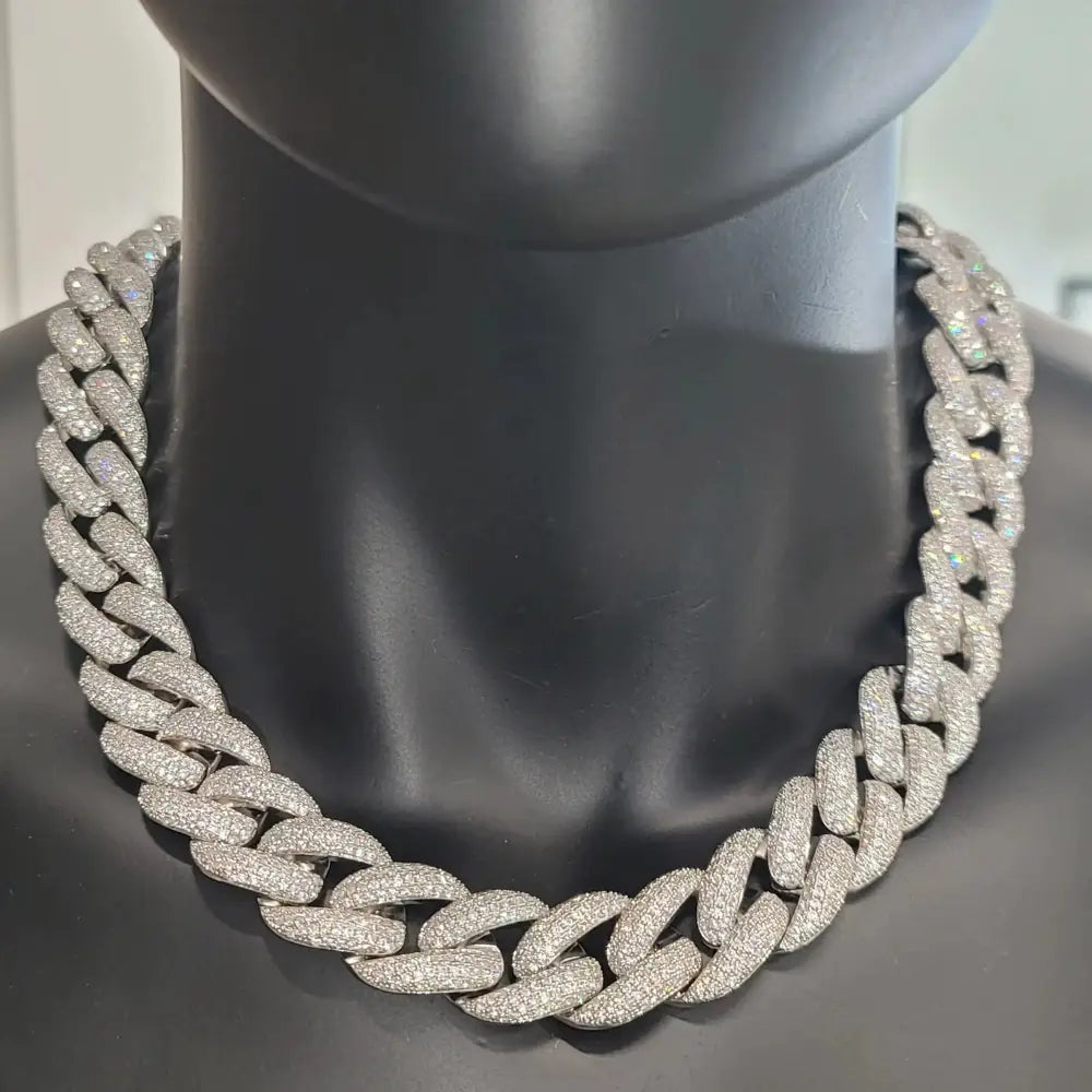 Fashion Miami Cuban Chain Iced Out 15MM Moon Necklace Full Pave Diamonds Long Buckle Necklace Hip Hop Jewelry Necklaces