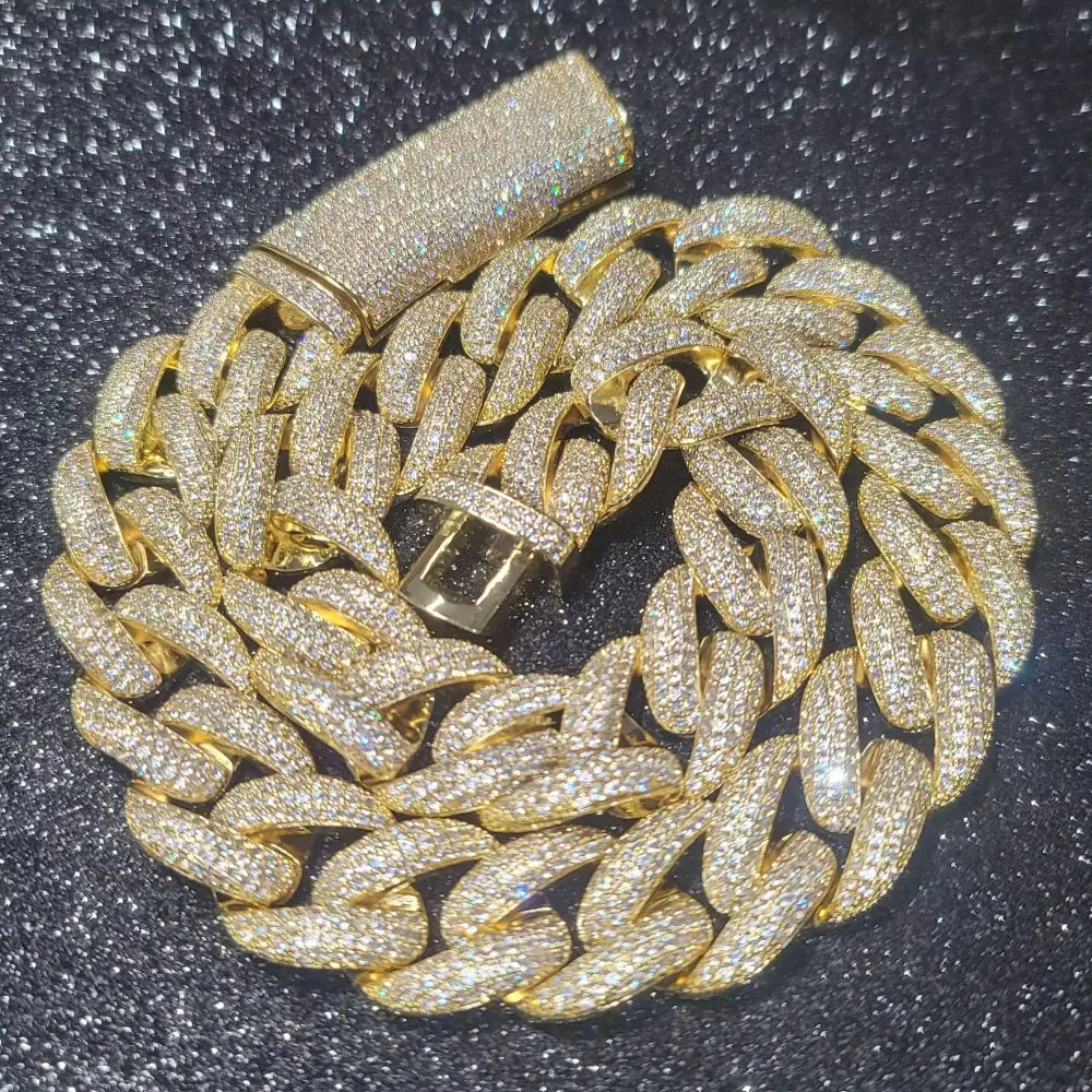 Fashion Miami Cuban Chain Iced Out 15MM Moon Necklace Full Pave Diamonds Long Buckle Necklace Hip Hop Jewelry Necklaces