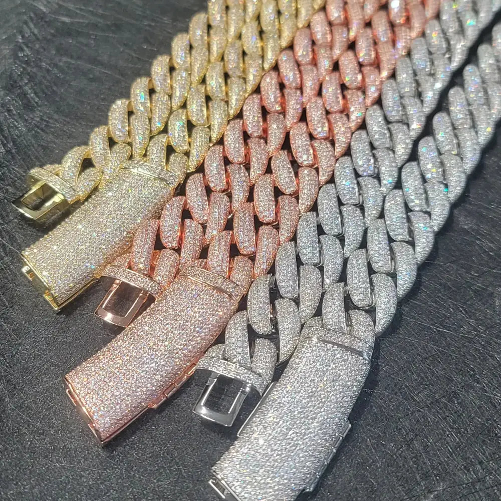 Fashion Miami Cuban Chain Iced Out 15MM Moon Necklace Full Pave Diamonds Long Buckle Necklace Hip Hop Jewelry Necklaces