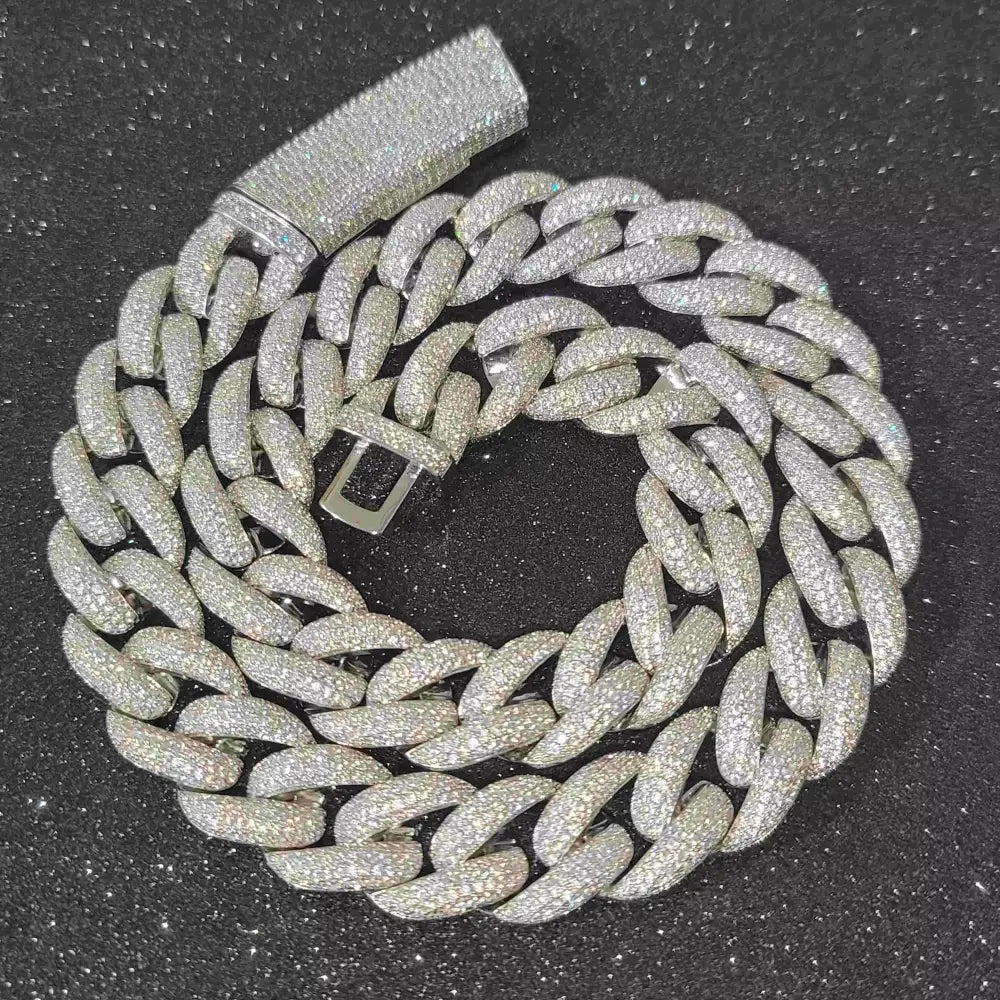 Fashion Miami Cuban Chain Iced Out 15MM Moon Necklace Full Pave Diamonds Long Buckle Necklace Hip Hop Jewelry Necklaces