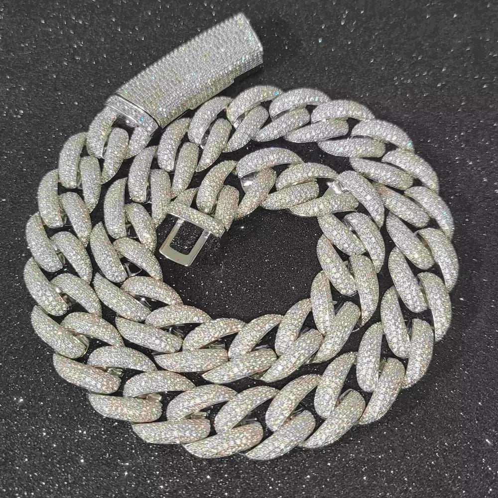 Fashion Miami Cuban Chain Iced Out 15MM Moon Necklace Full Pave Diamonds Long Buckle Necklace Hip Hop Jewelry Necklaces