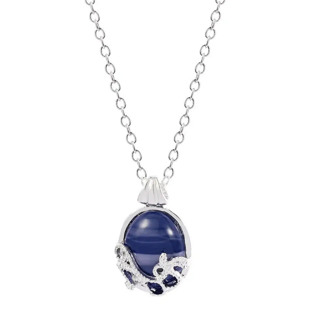 Fashion Movie The Vampire Diaries Necklace Vintage Katherine Blue Stone Choker Pendant for Women Cosplay Charm Jewelry