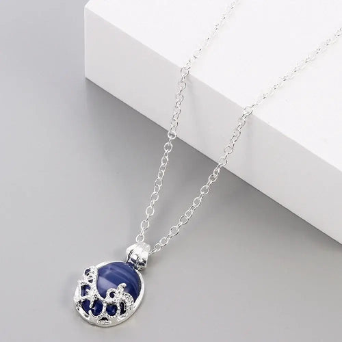 Fashion Movie The Vampire Diaries Necklace Vintage Katherine Blue Stone Choker Pendant for Women Cosplay Charm Jewelry