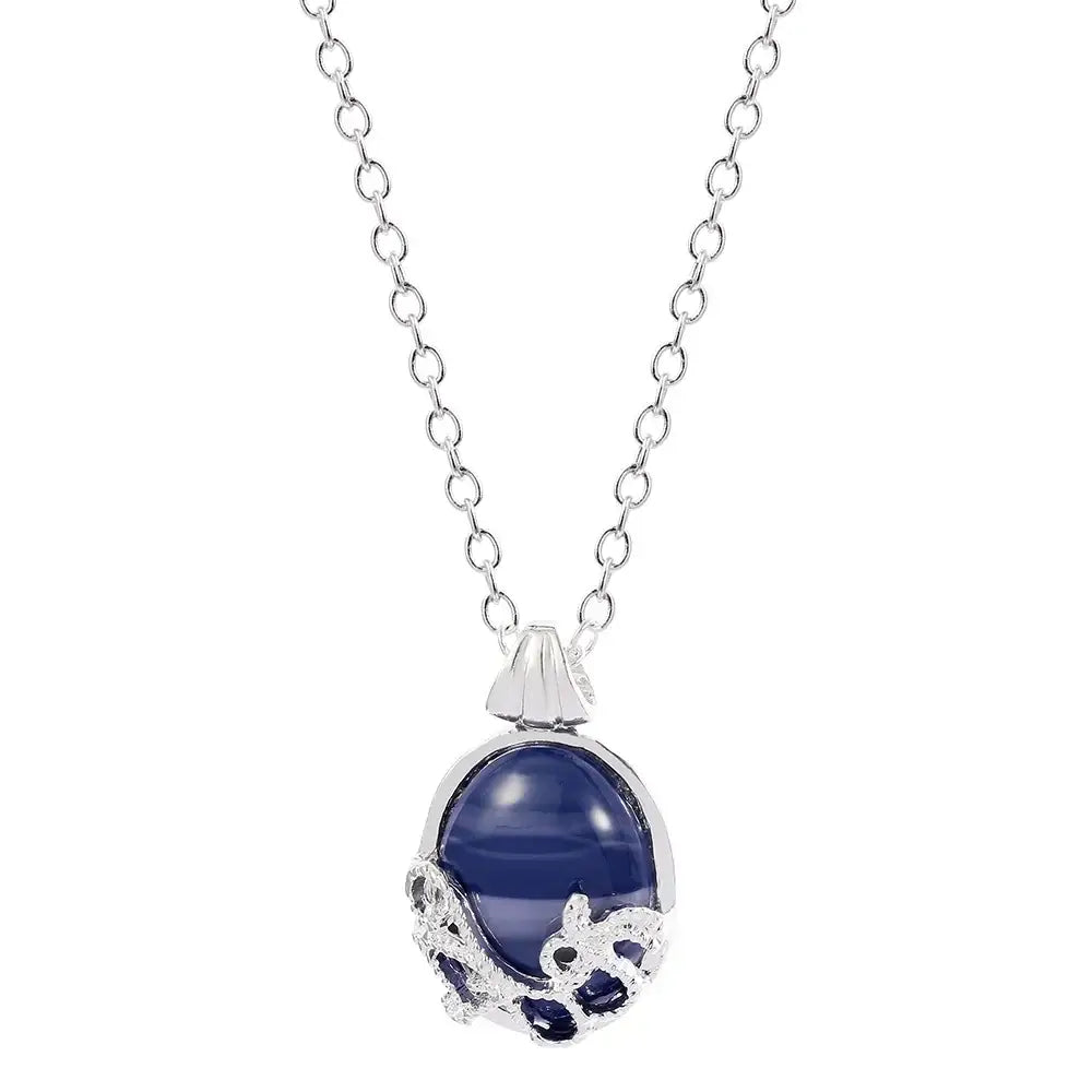 Fashion Movie The Vampire Diaries Necklace Vintage Katherine Blue Stone Choker Pendant for Women Cosplay Charm Jewelry