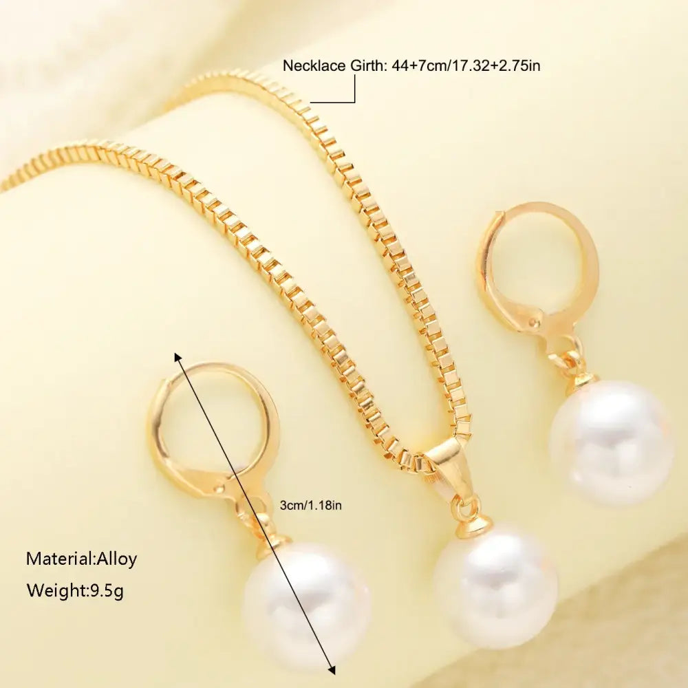 Fashion Pearl Jewelry Set For Women Dangle Earrings Pendant Necklace Simple Dainty Daily Wear Outfit Party Accessories