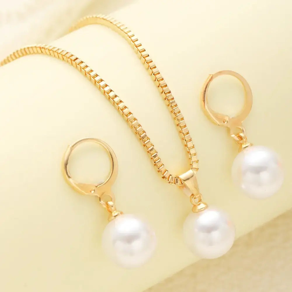 Fashion Pearl Jewelry Set For Women Dangle Earrings Pendant Necklace Simple Dainty Daily Wear Outfit Party Accessories
