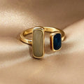 Fashion Retro Gold Double Oil Drop Women’s Open Ring Geometric Gold Metal Ring Wedding Jewelry Birthday Gift - AJZ10067