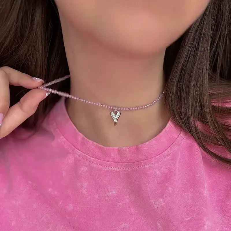 Fashion Tassel Chain Pendant Necklace For Women Boho Transparent Crystal & Imitation Pearl Chain Jewelry Valentine’s