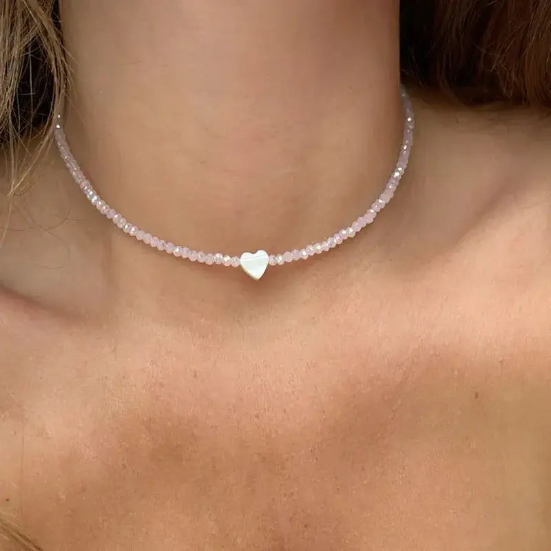 Fashion Tassel Chain Pendant Necklace For Women Boho Transparent Crystal & Imitation Pearl Chain Jewelry Valentine’s