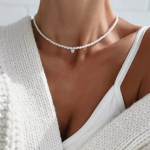 Fashion Tassel Chain Pendant Necklace For Women Boho Transparent Crystal & Imitation Pearl Chain Jewelry Valentine’s