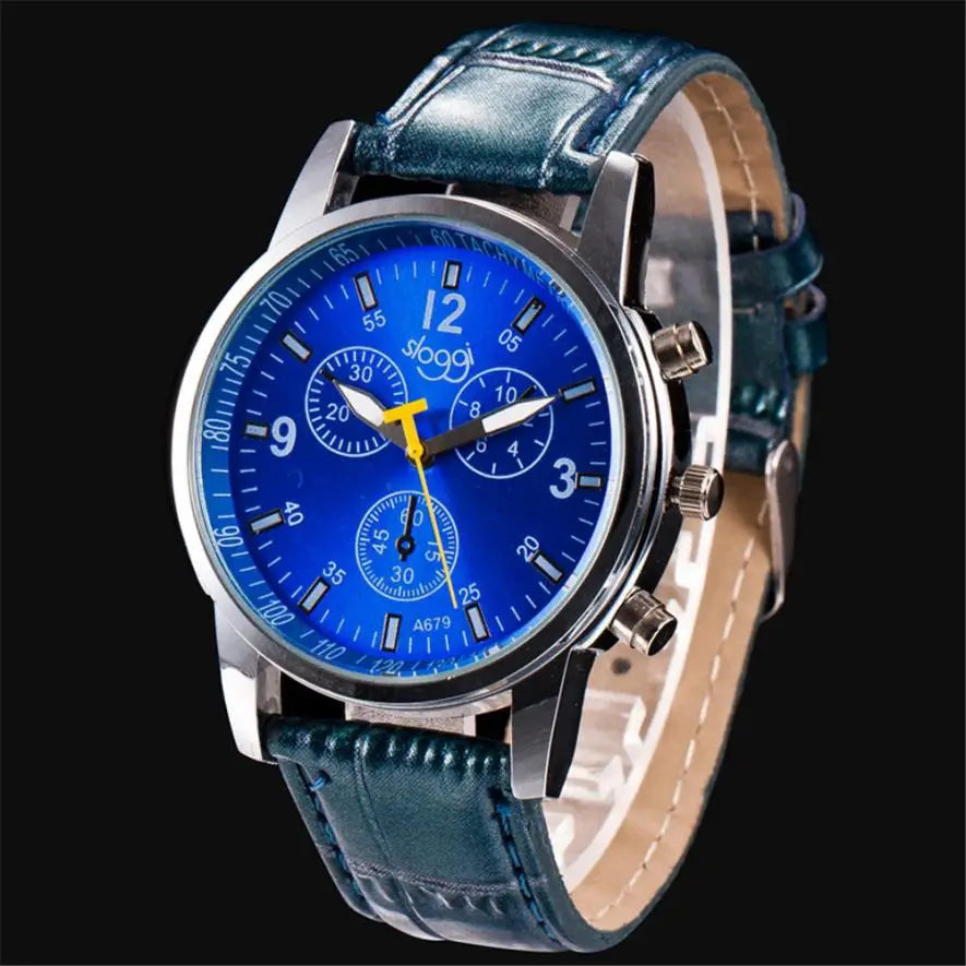 Fashion Women’s Leather Watch & Men’s Quartz Watch - Blue
